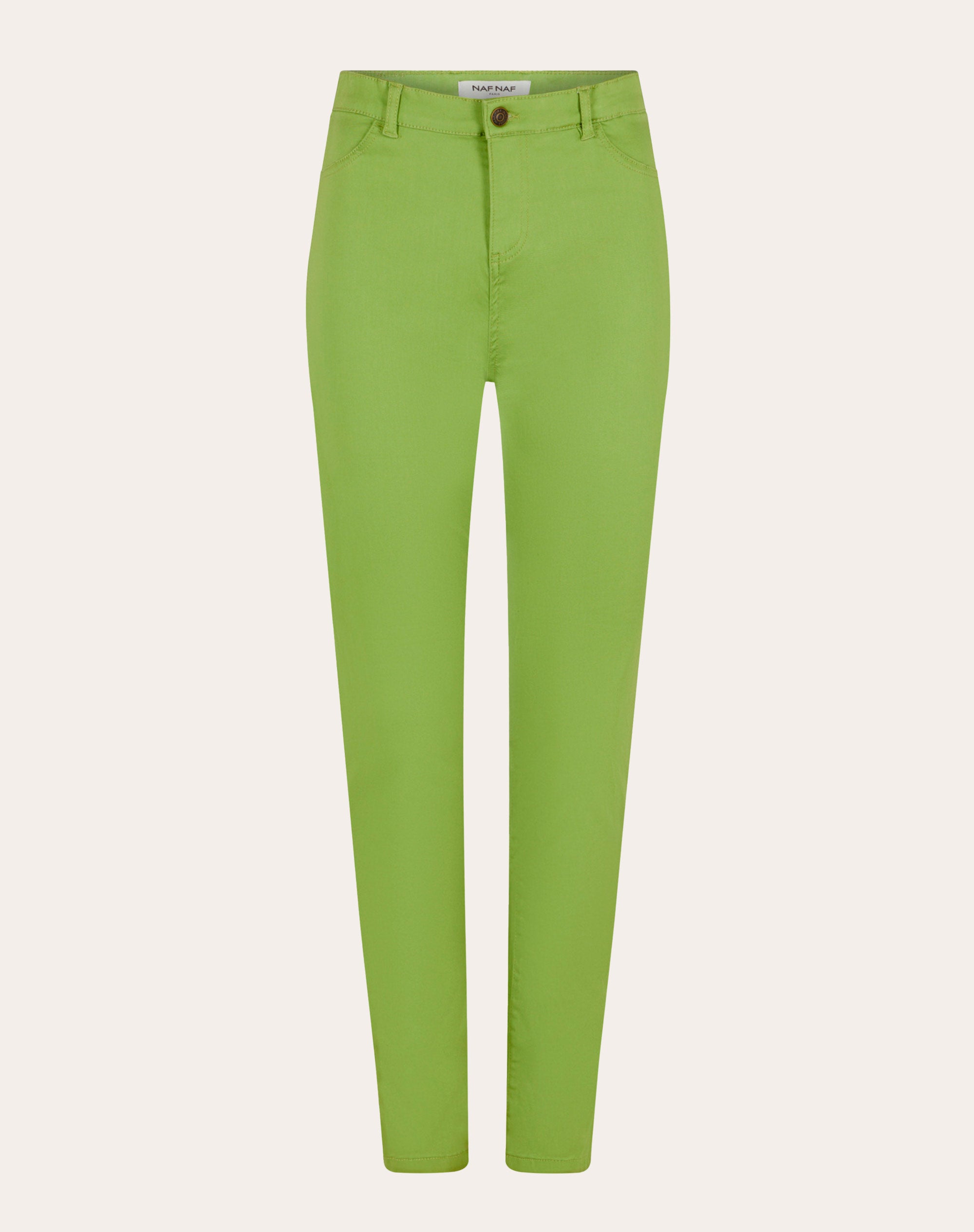 Pantalón skinny efecto mojado verde caqui mujer